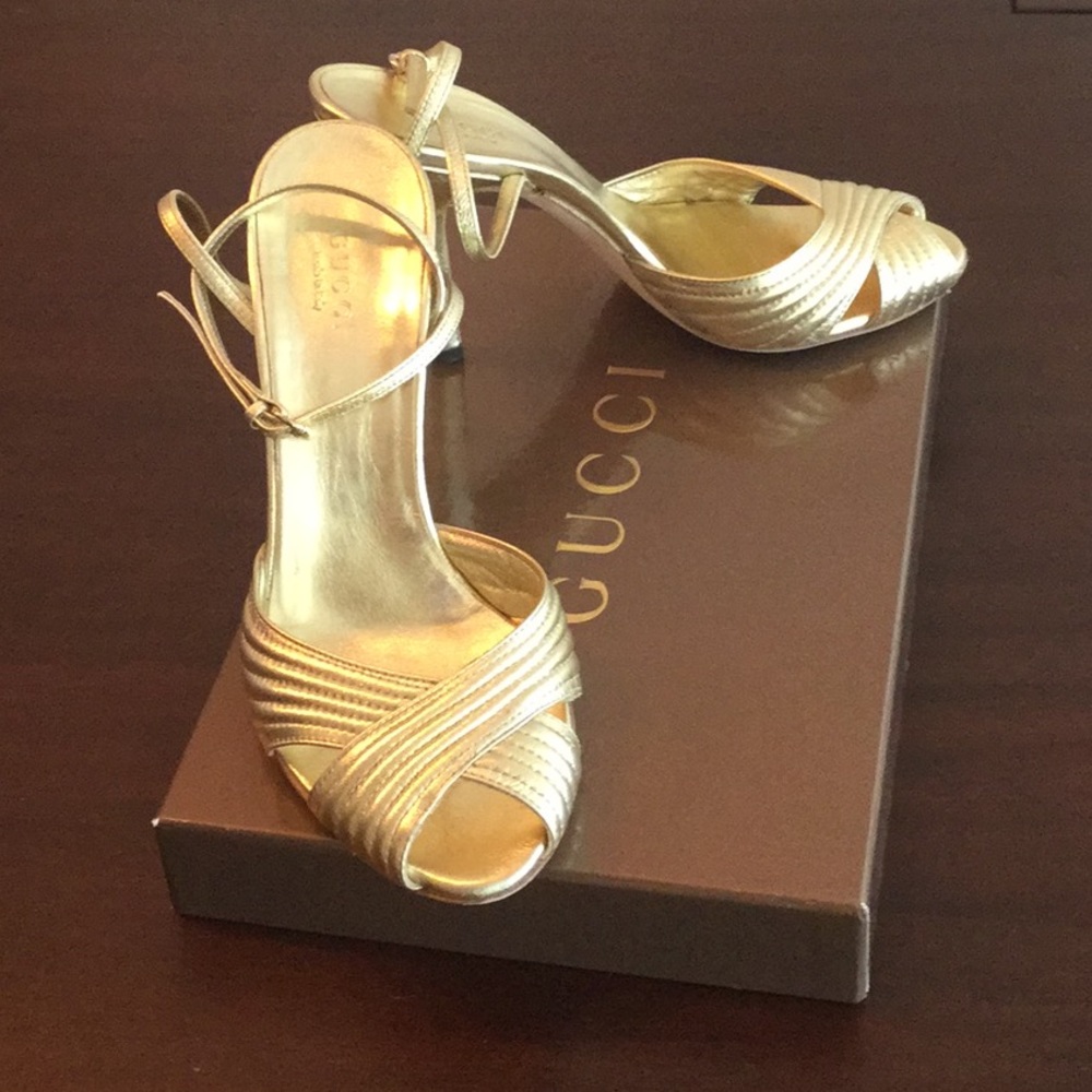 Gucci Gold High Heel Sandals
